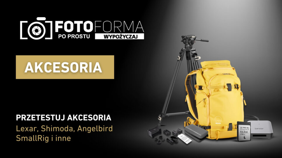 Walizki, plecaki, statywy, karty pamięci. akumulatory, adaptery. Wypożyczalnia Fotoforma.