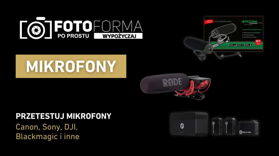 Mikrofony o różnej charakterystyce, mikroporty, nadajnikii odbiorniki. Mikrofony krawatowe i bezprzewodowe.